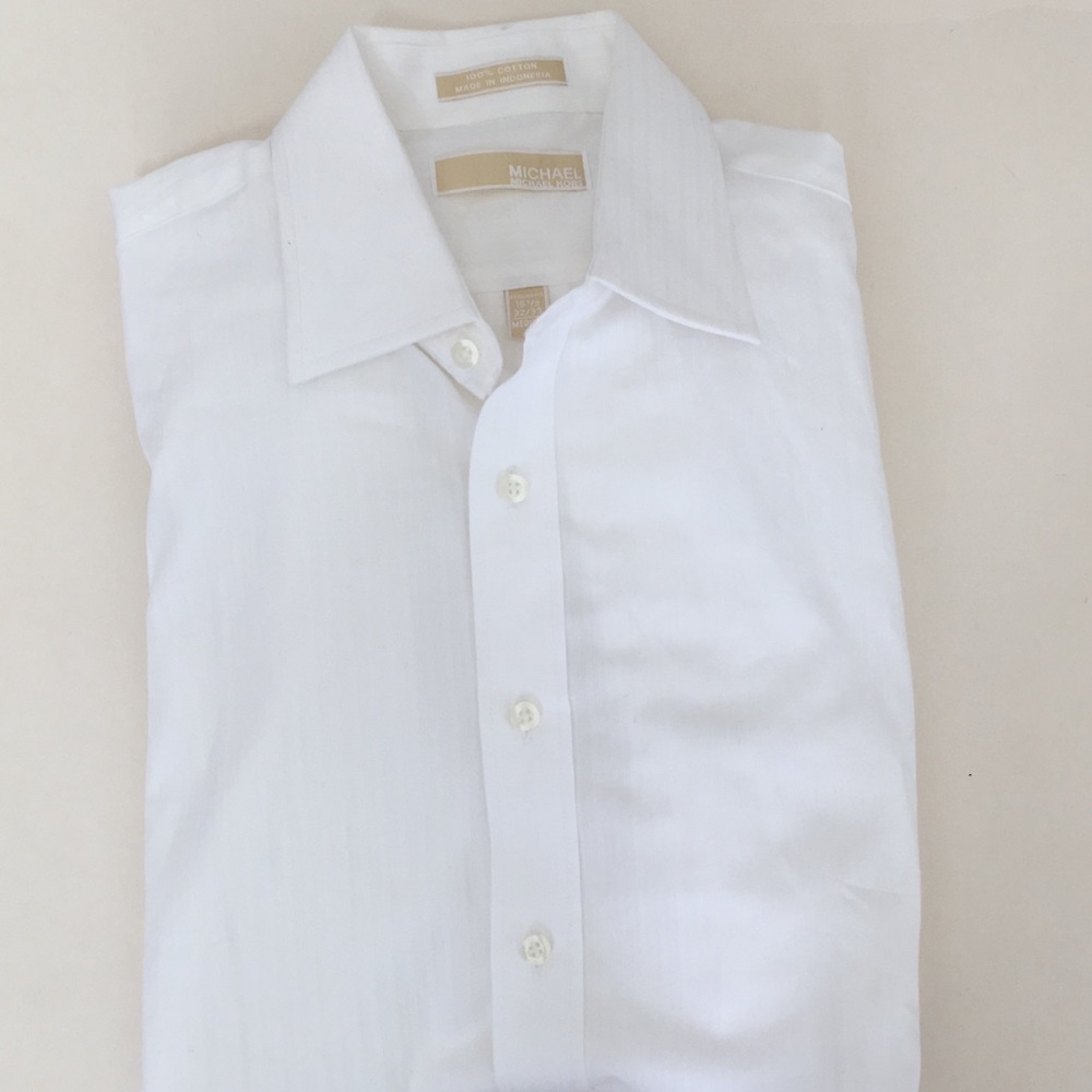 Michael Kors White pinstriped dress shirt. EUC